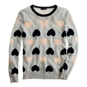 J. Crew Heartbreaker Gray Heart Pattern Sweater